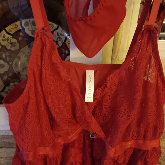 Lane Bryant red lace nightgown and thong panty - Picture 2 of 3
